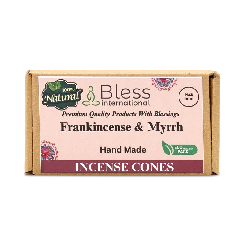 Bless International FrankincenseandMyrrh 100NaturalIncenseCones HandmadeHandDipped OrganicChemicalsFree forPurificationRelaxationPositivityYogaMeditation TheBestscents 10 Count