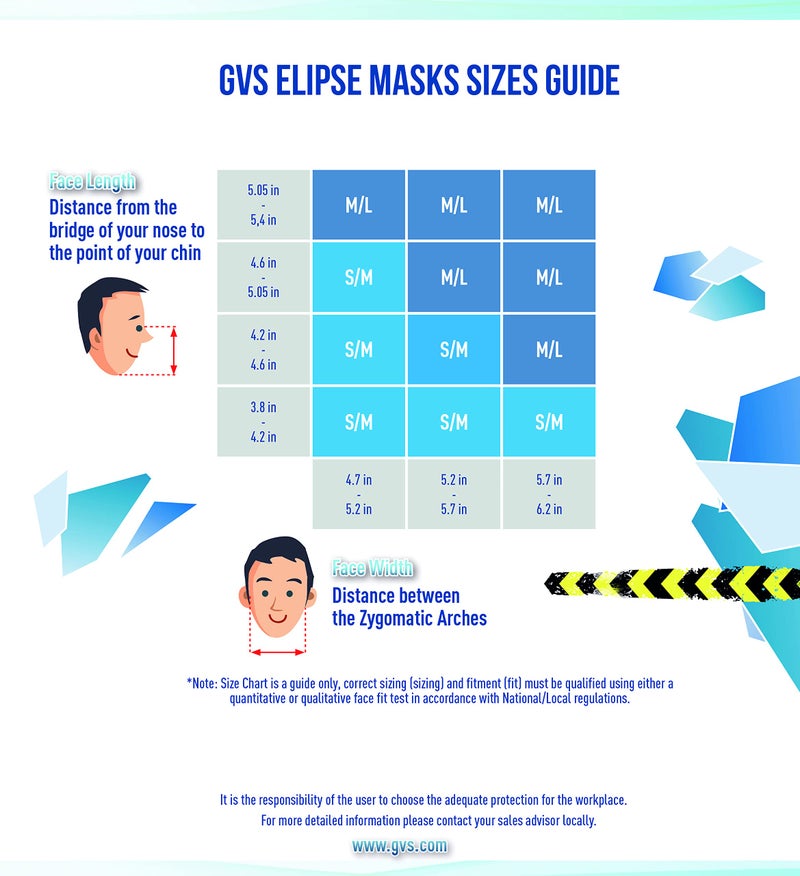 GVS ELIPSE Elastomeric Half Mask Respirator with Source Control with Replaceable and Reusable Filters Included, size S/M - Image 5