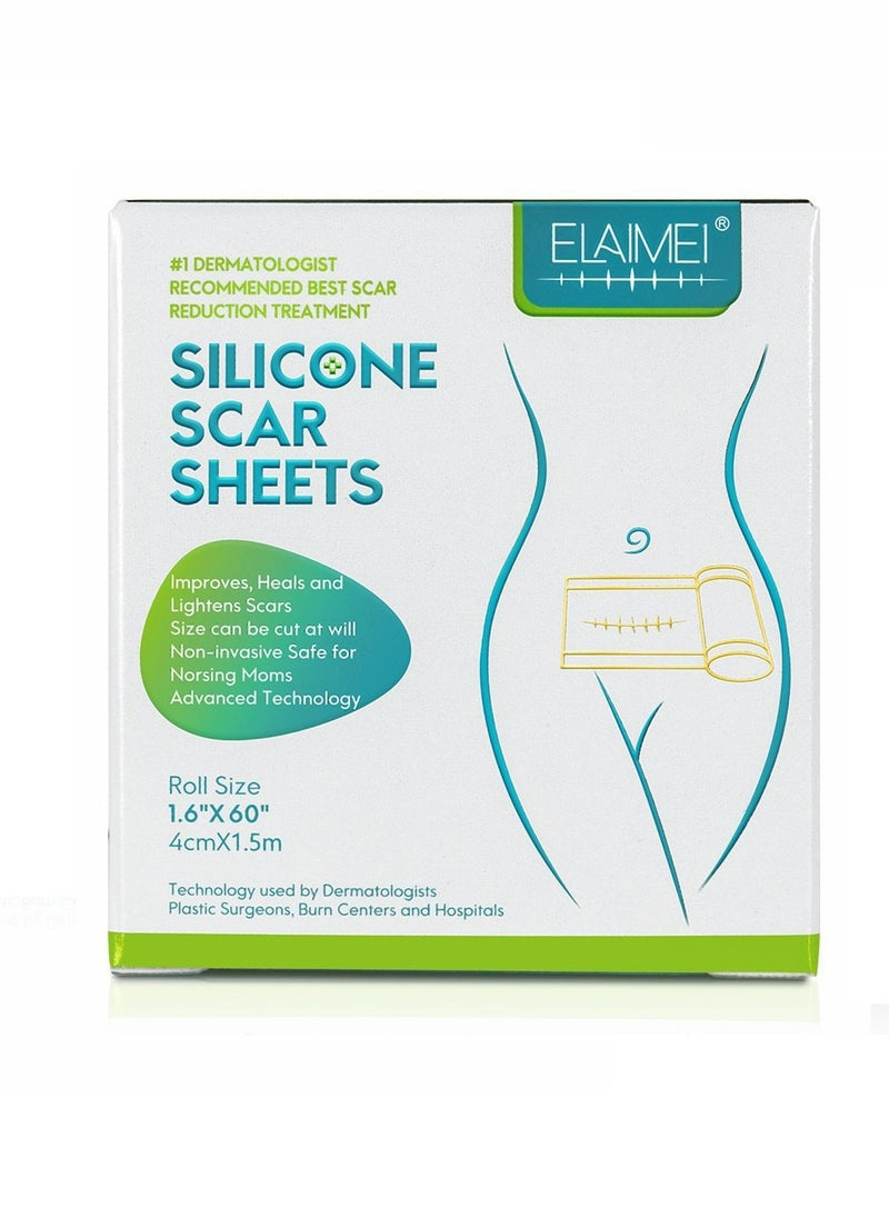 Elaimei - Silicone Scar Sheets Medical Grade Silicone Roll -1.5m,Silicone Scar Tape Keloid,C-Section,Surgical Scars Removal Scar Roll Silicon Gel Cream Patch Removes Abs Tuck Surgery Scars Scar Removal Strips - Image 1