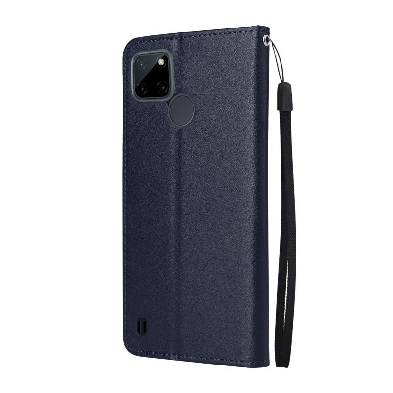 HuHa Case Cover For Realme C21Y / C25Y Multifunctional Horizontal Flip Leather Case with Three Card Slot(Navy Blue) - Image 3