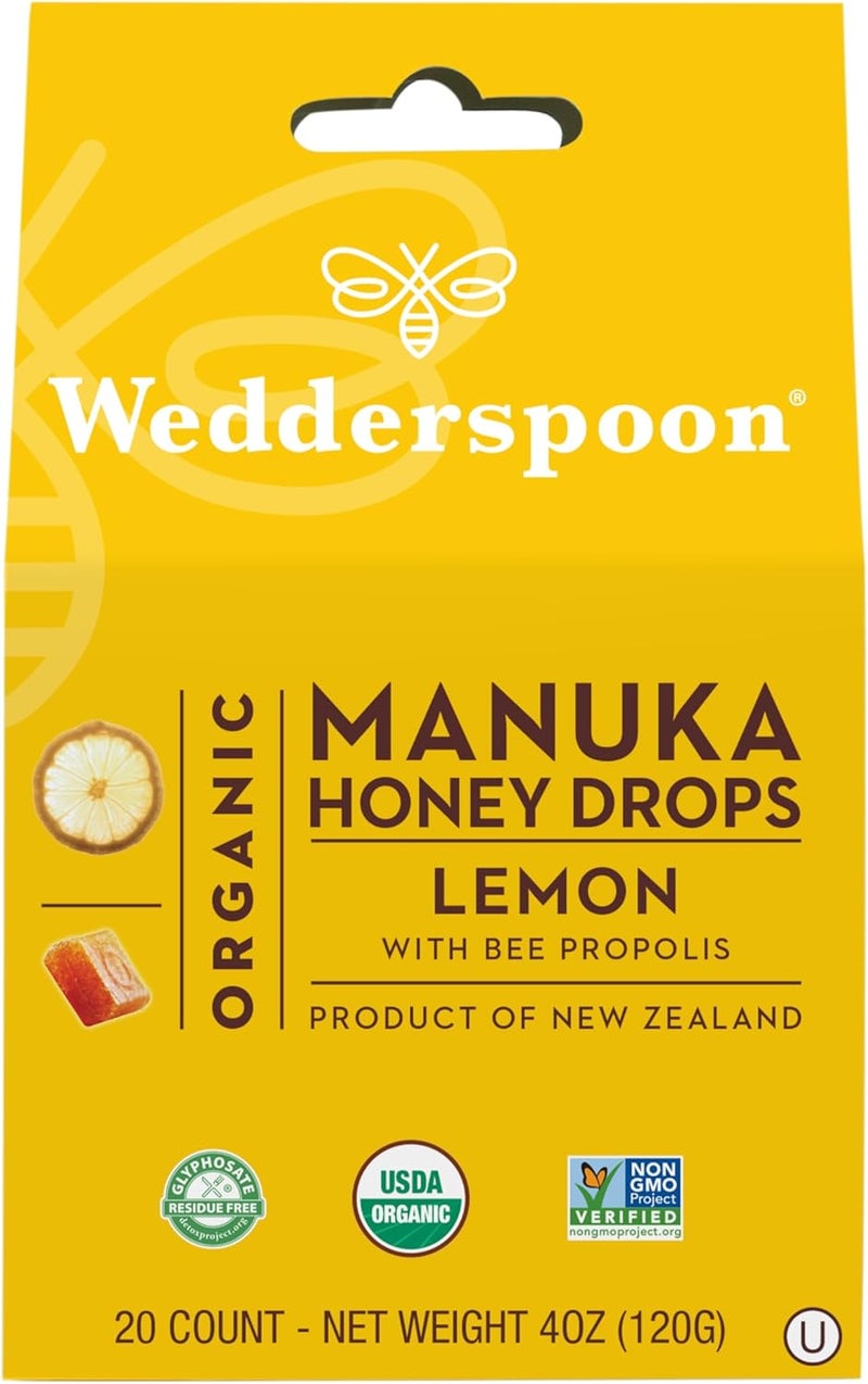 Wedderspoon Organic Manuka Honey Drops, Lemon With Bee Propolis - Image 1
