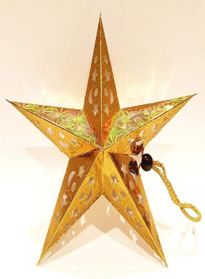 LUDALY Golden Star Paper Lantern for Diwali New Year Christmas Decorations Pack of 1 PC (Golden, 30 x 30 cm) - Image 2