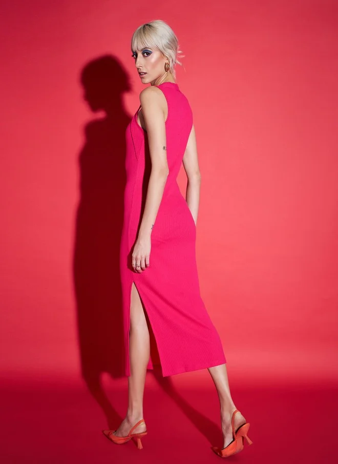 SASSAFRAS Magenta Bodycon Sheath Dress for Women