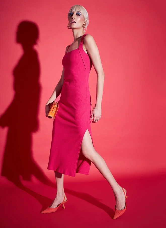 SASSAFRAS Magenta Bodycon Sheath Dress for Women