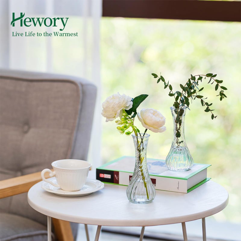 Hewory Glass Bud Vase Set of 12 Small Vases for Flowers, Clear Bud Vases in Bulk, Cute Glass Vases for Centerpieces, Mini Floral Vase for Wedding, Events, Home Decor, Table Centerpiece - Image 3