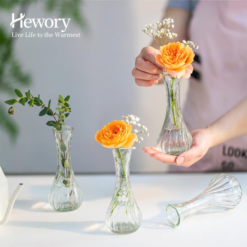 Hewory Glass Bud Vase Set of 12 Small Vases for Flowers, Clear Bud Vases in Bulk, Cute Glass Vases for Centerpieces, Mini Floral Vase for Wedding, Events, Home Decor, Table Centerpiece - Image 4