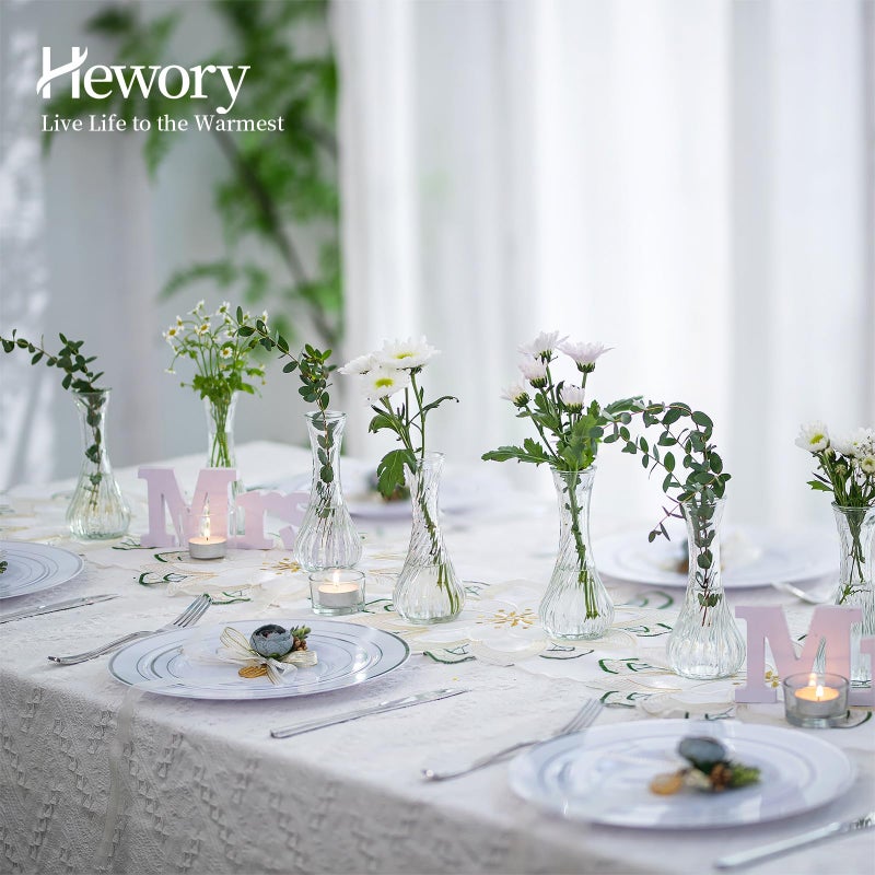 Hewory Glass Bud Vase Set of 12 Small Vases for Flowers, Clear Bud Vases in Bulk, Cute Glass Vases for Centerpieces, Mini Floral Vase for Wedding, Events, Home Decor, Table Centerpiece - Image 2