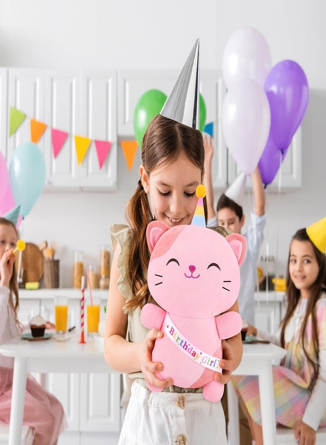 Achwishap Cat Stuffed Animal,Birthday Girls Cat Plush,14” Cats Plush Toys,Cute Plushies Birthday Gifts for Girls,Kawaii Kitten Plushie Huggging Pillow,Cuddly Animal Body Pillow for Kids Adults,Pink - Image 4
