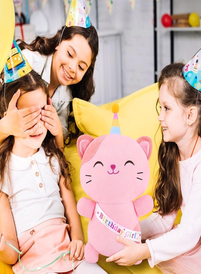 Achwishap Cat Stuffed Animal,Birthday Girls Cat Plush,14” Cats Plush Toys,Cute Plushies Birthday Gifts for Girls,Kawaii Kitten Plushie Huggging Pillow,Cuddly Animal Body Pillow for Kids Adults,Pink - Image 3