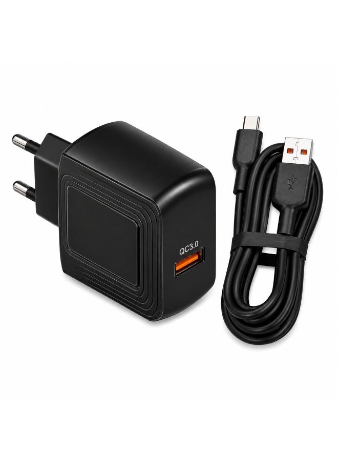 شاحن حائط سريع بقوة 67 واط مع تقنية QC3.0 (منفذ USB) وكابل Type-C بطول 1 متر – طراز TP-54