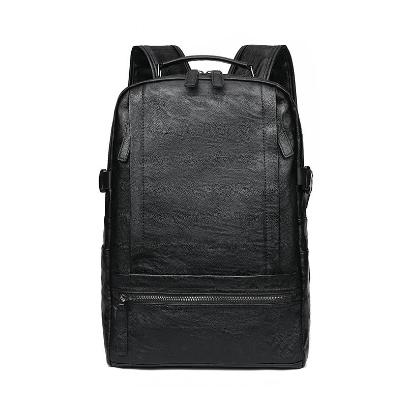 Men'S Backpack Leather Backpack Korean Fashionable College Student Backpack Fashion Student Casual All-Match Backpack Pu - Image 1