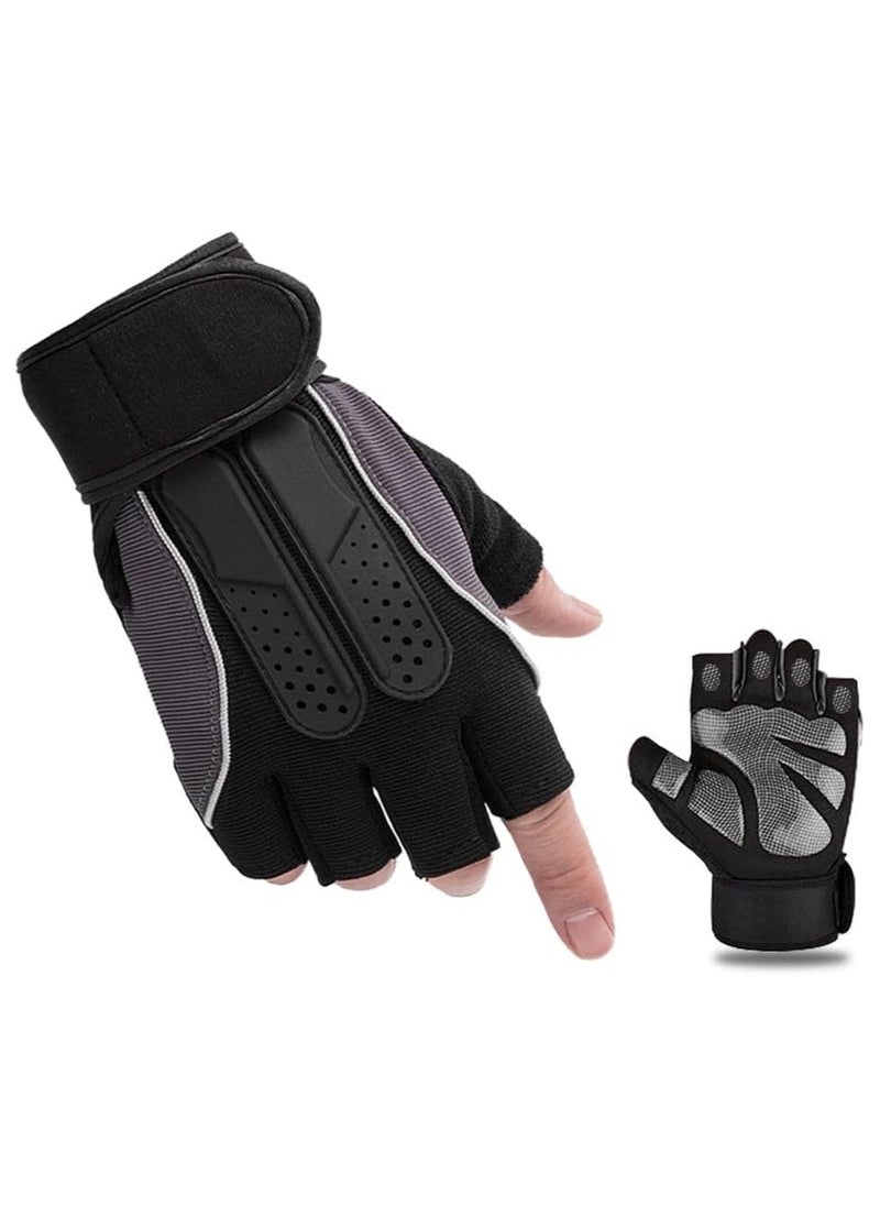 Generic Weightlifting Gloves, Available For Both Men And Women, Non-Slip Silicone And Wrist Support With Adjustable Velcro Straps, Suitable For Fitness Training Weightlifting, Cycling (Black)  - Image 1