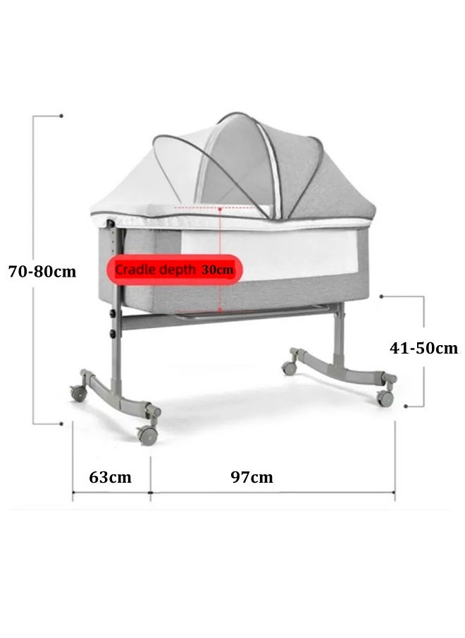 Generic - 4In1 Multifunction Adjustable Height Newborn Baby Bedside Sleeper With Wheels And Mosquito Nets, Large Storage Bag Bassinet - Image 1