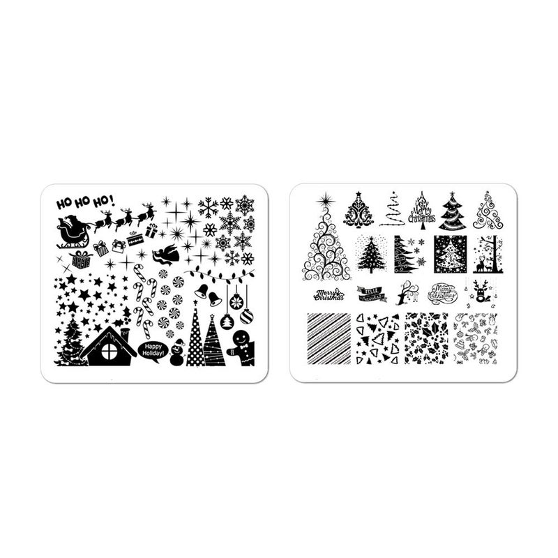 Winstonia Christmas Nail Art Stamping Plates Bundle Set Winter Festival Holiday Manicure Have a Merry Christmas Jingle All the Way
