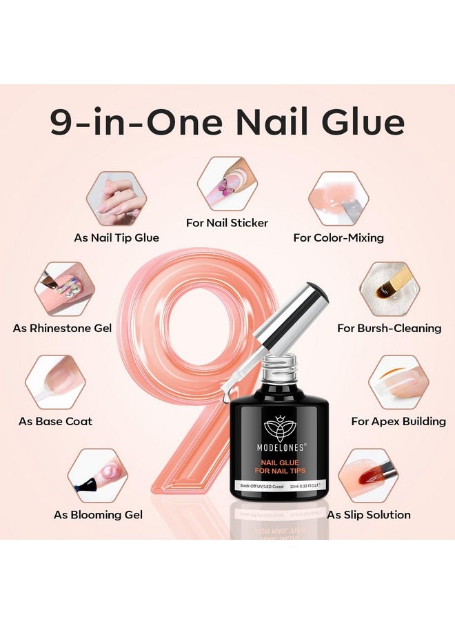 modelones modelones Gel X Nail Kit, Short Almond Gel x Nail Tips, 9-in-One Nail Glue with Portable U V Nail Lamp, 216Pcs 12Sizes Press On Acrylic False Nails Tip Nail Extension DIY Nails Art Gift for Women  - Image 4