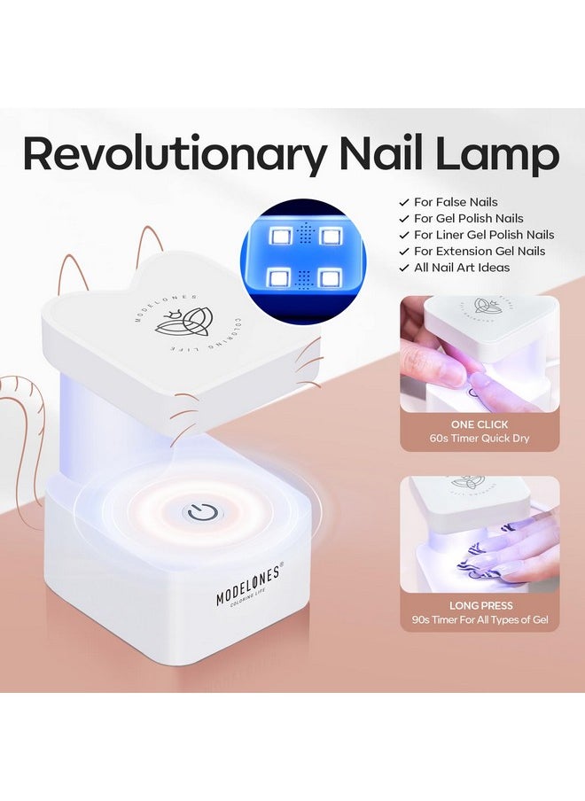 modelones modelones Gel X Nail Kit, Short Almond Gel x Nail Tips, 9-in-One Nail Glue with Portable U V Nail Lamp, 216Pcs 12Sizes Press On Acrylic False Nails Tip Nail Extension DIY Nails Art Gift for Women  - Image 5