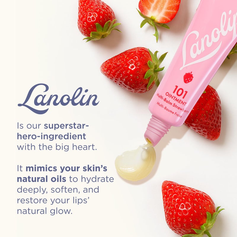 Lanolips 101 Ointment - Lanolin Lip Balm for Smooth, Hydrated & Healthy Lips - Multipurpose Lip Ointment with Lanolin Oil for Dry Lips, Cuticles & More - Strawberry (0.52 oz) - Image 5