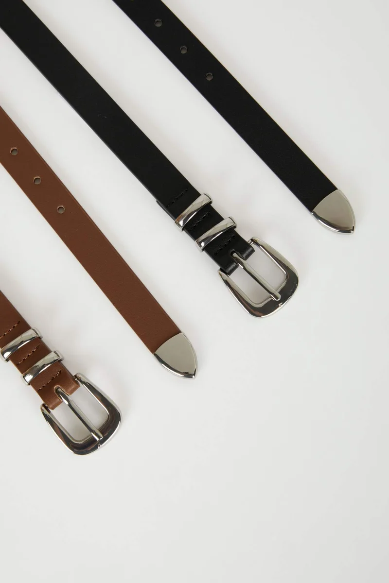 DeFacto Woman Faux Leather 2 Piece Classic Belt