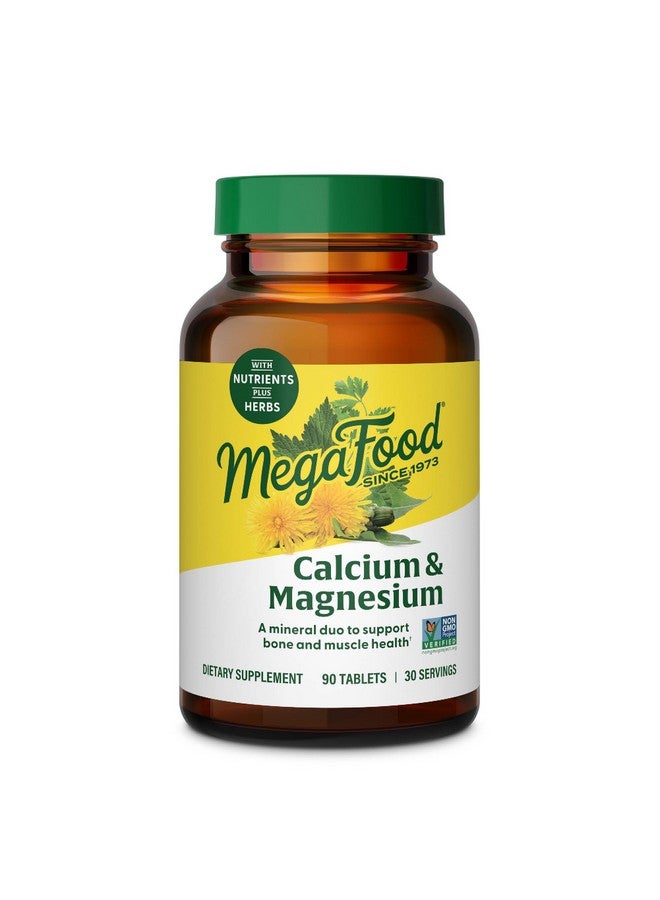 MegaFood Calcium Magnesium Supplement - with fermented Magnesium Glycinate - Supports Bone Health & Heart Health - Calcium & Magnesium Supplement for Men & Women - Non-GMO - 90 Tabs (30 Servings) - Image 1