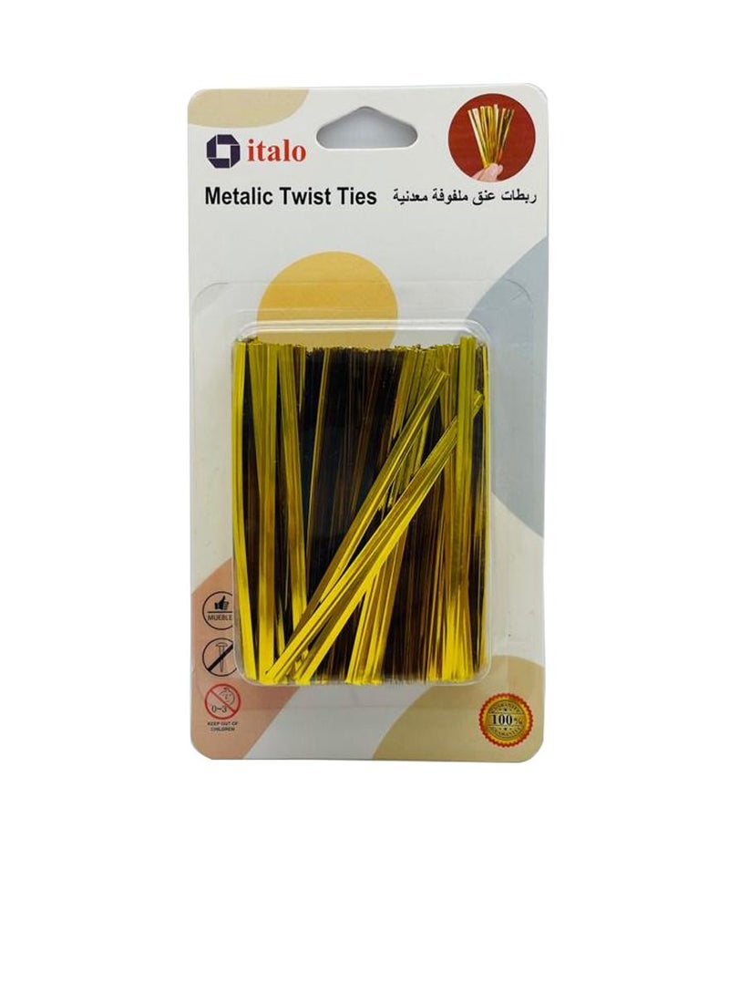 إيتالو حزمة من 500 قطعة من العلاقات المعدنية الملتوية لأكياس الحلوى المخبوزة وأكياس القهوة وحقيبة الكوكيز الذهبية 8 سم - Image 1