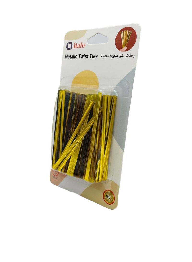 إيتالو حزمة من 500 قطعة من العلاقات المعدنية الملتوية لأكياس الحلوى المخبوزة وأكياس القهوة وحقيبة الكوكيز الذهبية 8 سم - Image 2