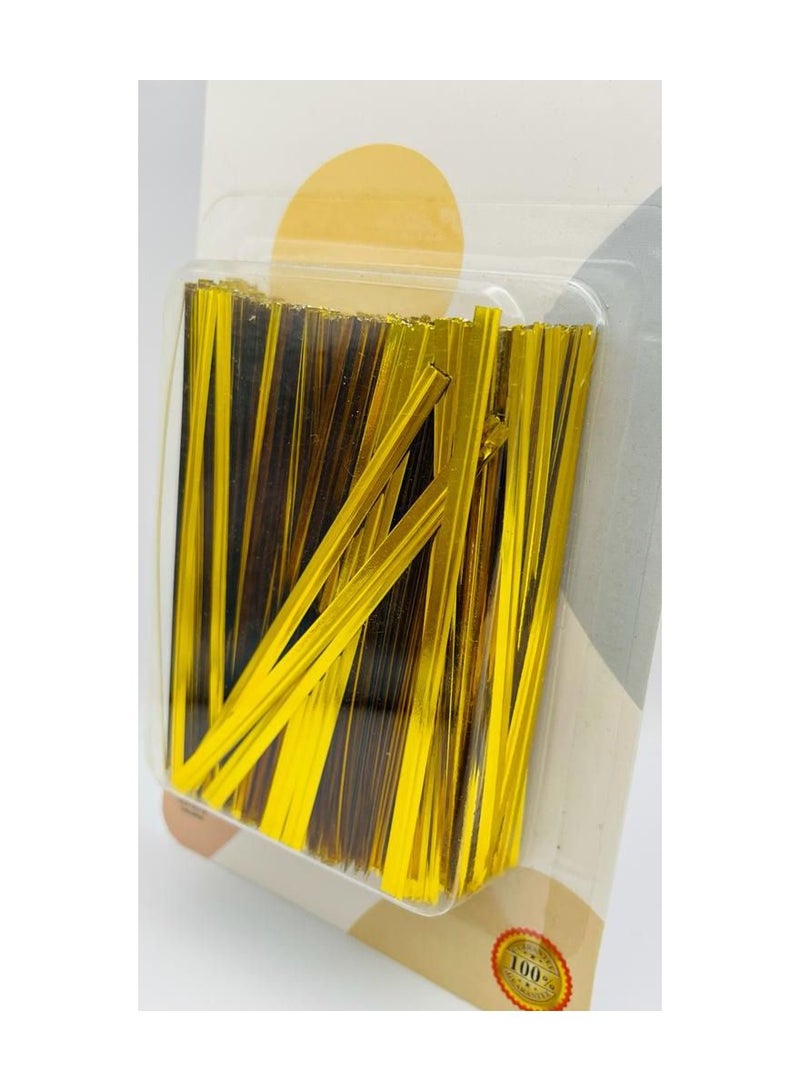 إيتالو حزمة من 500 قطعة من العلاقات المعدنية الملتوية لأكياس الحلوى المخبوزة وأكياس القهوة وحقيبة الكوكيز الذهبية 8 سم - Image 3