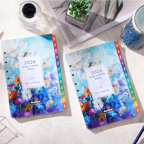 MaaIbok 2026 Planner Refills - Planner Inserts with 7-Hole Punched, 5-1/2" x 8-1/2", Runs from Jan 2026 to Dec 2026, Weekly and Monthly Spread, Colorful Monthly Tabs - Image 2