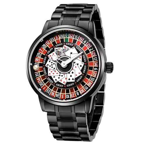Giordano Casino Royale Analog Watch for Men– Unique Poker & Roulette Dial Design with Stainless Steel Strap – Stylish Luxury Watch - Image 1