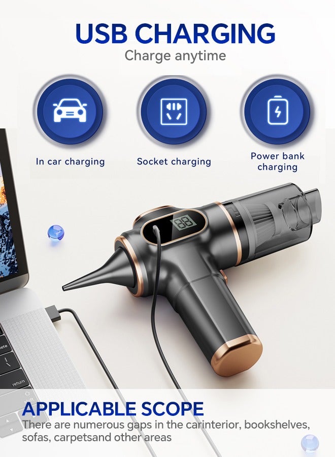 Generic 2 in 1 Air Duster / Compressed Air Duster Rechargeable Handheld Vacuum Cordless Keyboard Cleaner Air Blower Car Vacuum Cleaner for Compute/Car/House  - Image 5