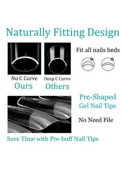 Bluezoo L X False Nail Tips 3 Styles Kit - Medium Almond, Square And Ballerina, 360Pcs Pre-Shaped Half Matte Full Cover Acrylic Nail Tips, Nail Extension Diy Manicure Salon Home, 12 Sizes,Bluezoo  - Image 2