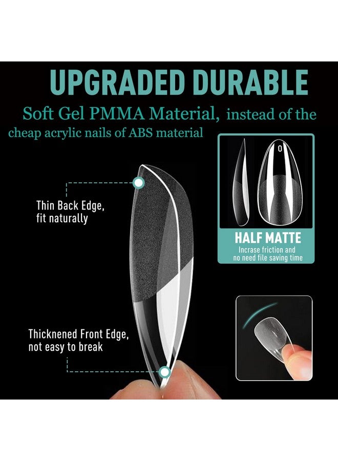 Bluezoo L X False Nail Tips 3 Styles Kit - Medium Almond, Square And Ballerina, 360Pcs Pre-Shaped Half Matte Full Cover Acrylic Nail Tips, Nail Extension Diy Manicure Salon Home, 12 Sizes,Bluezoo - Image 3