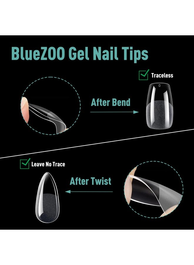 Bluezoo L X False Nail Tips 3 Styles Kit - Medium Almond, Square And Ballerina, 360Pcs Pre-Shaped Half Matte Full Cover Acrylic Nail Tips, Nail Extension Diy Manicure Salon Home, 12 Sizes,Bluezoo - Image 4