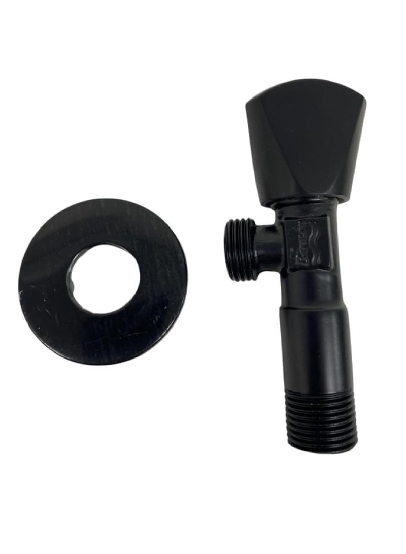 Heavy Duty Black Angle Valve with Wall Mount - 2 Pieces Rust and Corrosion Resistant with Functional Design and Sustainable Performance - Image 2