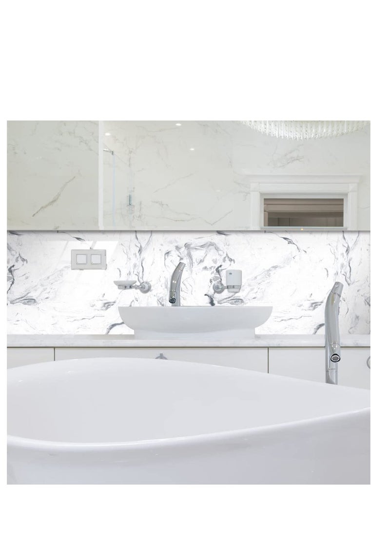 SYOSI Marble Tile Stickers, 16 Pcs Tile Stickers Marble Adhesive, Luxury New PVC Waterproof Oil Proof DLY Self Adhesive Stick, Floor Wall Decal Sticker, Kitchen Bathroom Backsplash Home Decor - Image 2