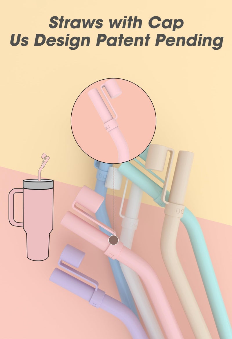 Doboli Replacement 13 inch Long Silicone Straw With Straw Cover,Compatible with Stanley Owala 40 oz 30 oz Cup Tumbler, 6 Pack Reusable Bent Straw with Cleaning Brush,for Stanley Tumbler Accessorie - Image 4