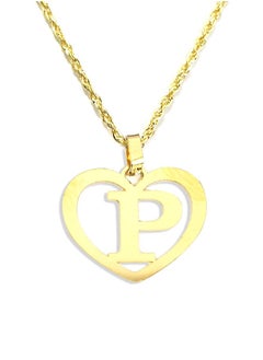 18K Pure Gold Heart Letter P Design Necklace