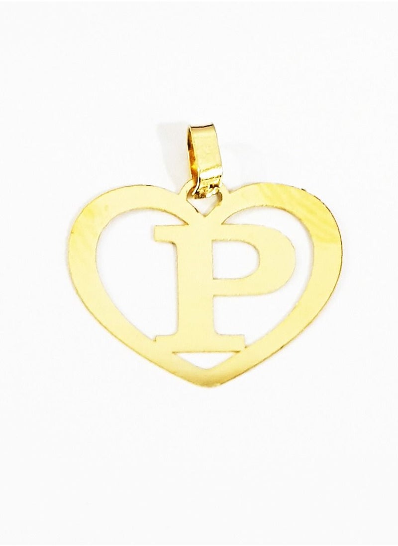 Hamsa.ae - 18K Pure Gold Heart Letter P Design Necklace - Image 1