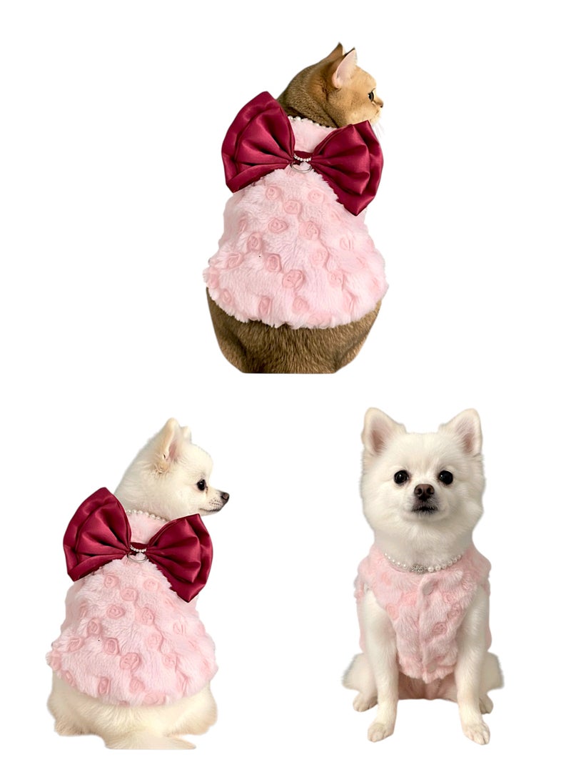 A.M New Princess Pet Fragrance Clothes for Dogs and Cats Autumn and Winter Bowknot Rabbit Fur Teddy Bichon Warm Skirt - Image 1
