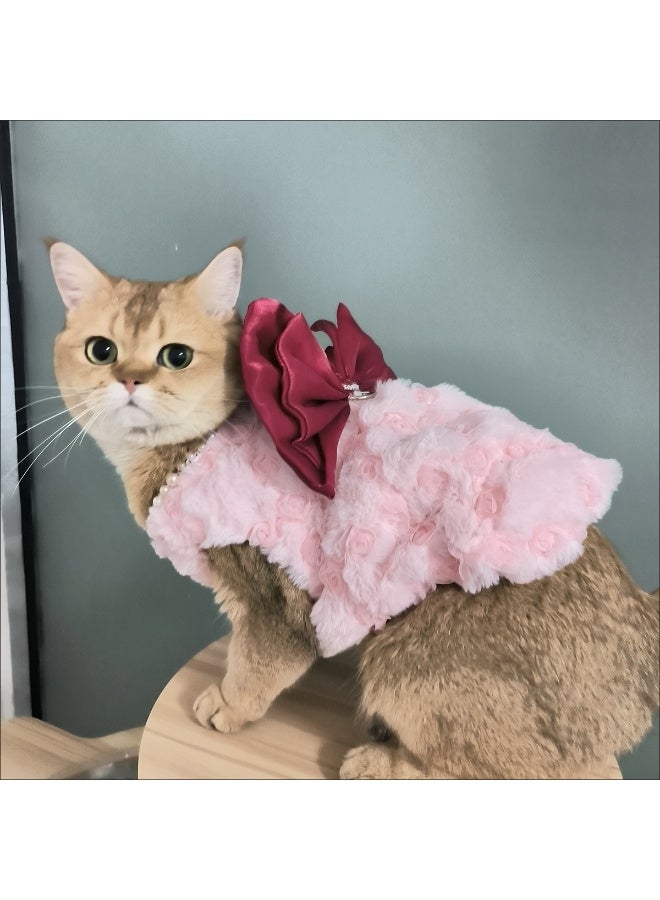 A.M New Princess Pet Fragrance Clothes for Dogs and Cats Autumn and Winter Bowknot Rabbit Fur Teddy Bichon Warm Skirt - Image 4