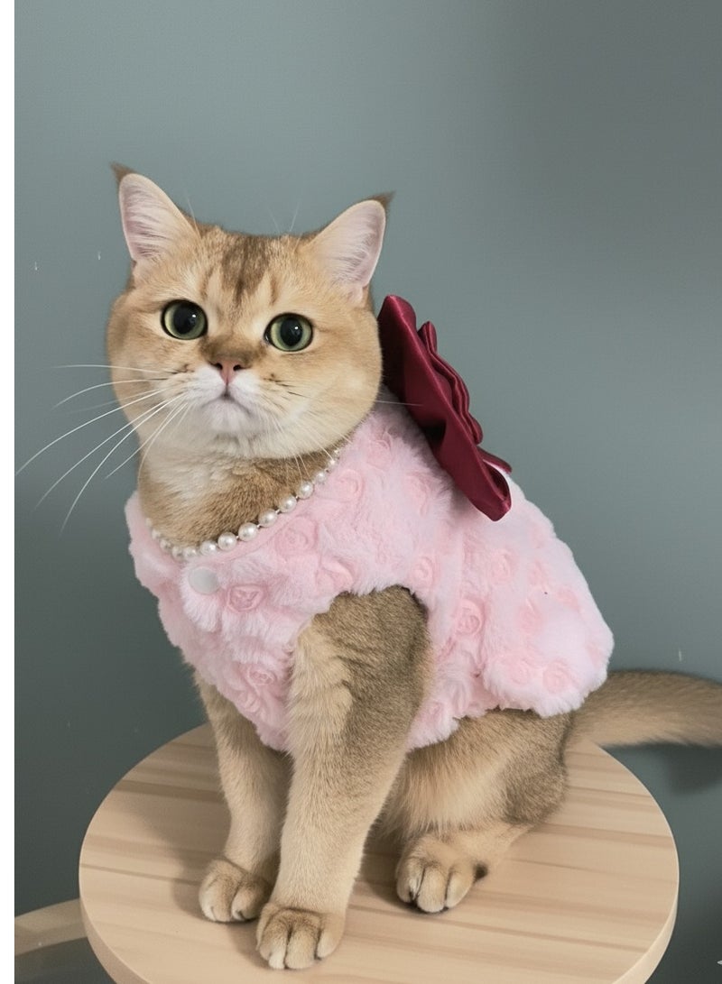 A.M New Princess Pet Fragrance Clothes for Dogs and Cats Autumn and Winter Bowknot Rabbit Fur Teddy Bichon Warm Skirt - Image 5