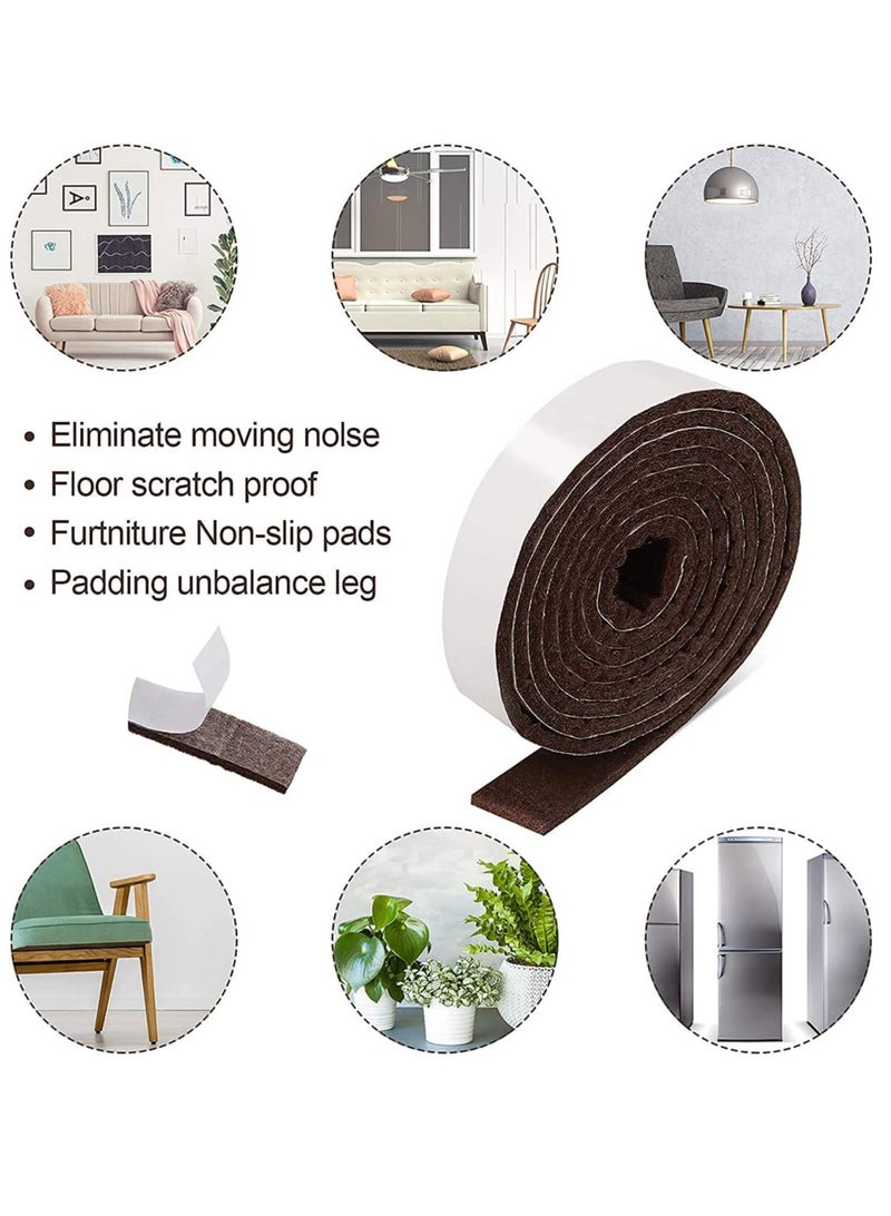 Self Stick Heavy Duty Felt Strips Self Adhesive Felt Tapes Polyester Felt Strip Rolls for Protecting Furniture and Freedom DIY Adhesive (4, Brown)1/2 x 60 Inch - Image 2
