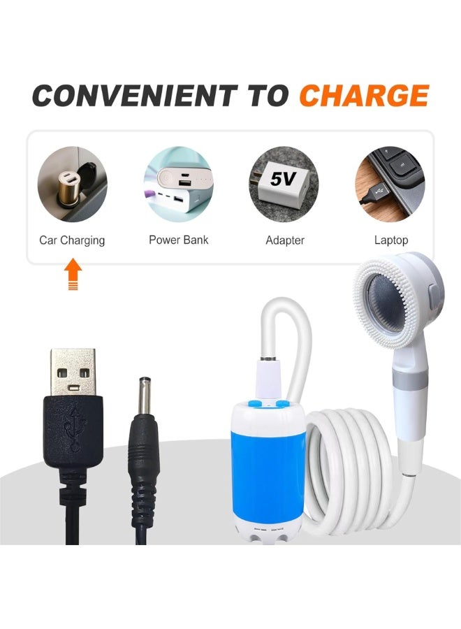 Bukela Portable Camping Shower with Rechargeable Pump – Adjustable Water Flow, Built-in Cleaning Brush, 60 Min Battery Life, USB Charging, Lightweight & Compact for Camping, Hiking, Beach & Pet Bathing - Image 5