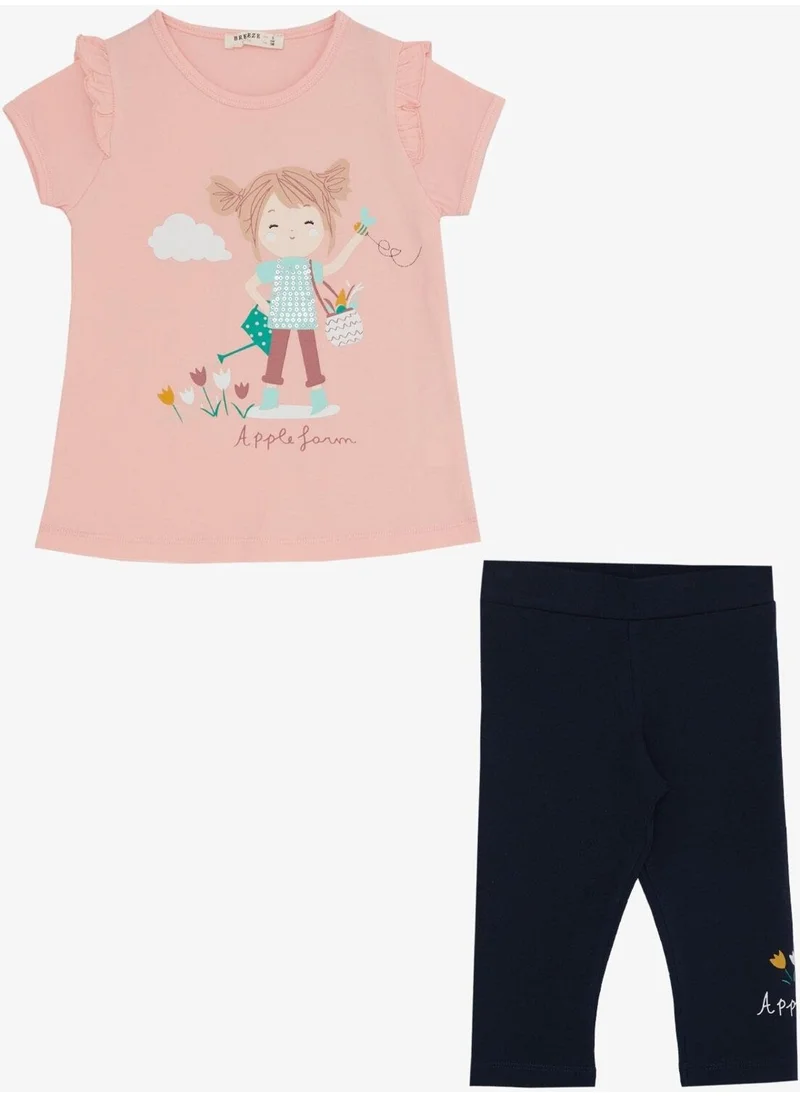 بريز Girls Capri Tights Suit Pair Girl Printed 1-4 Years, Salmon