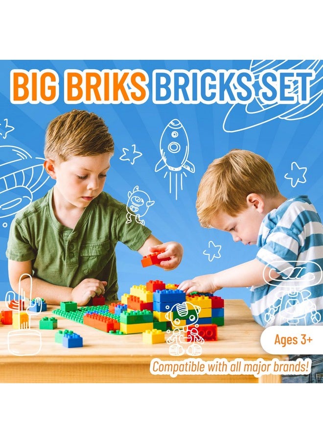 Strictly Briks Strictly Briks Toy Large Building Blocks for Kids and Toddlers, Big Toy Building Set for Ages 3 and Up - Compatible with All Major Brands, Blue, Green, Red, and Yellow, 204 Pieces  - Image 2
