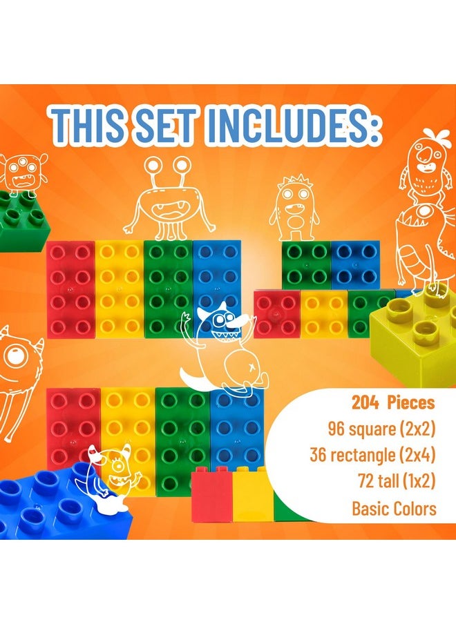 Strictly Briks Strictly Briks Toy Large Building Blocks for Kids and Toddlers, Big Toy Building Set for Ages 3 and Up - Compatible with All Major Brands, Blue, Green, Red, and Yellow, 204 Pieces  - Image 3