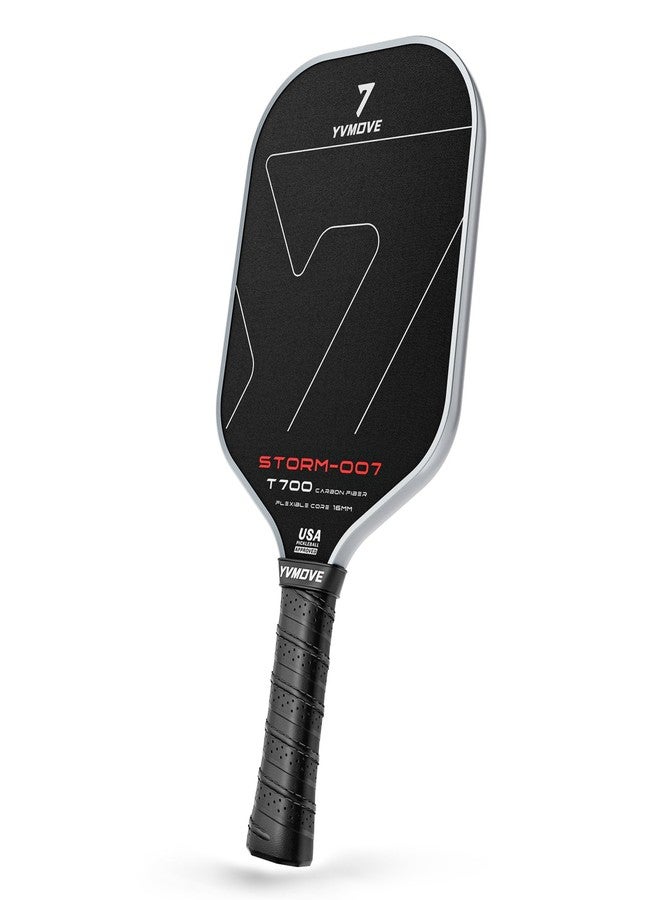 YVmove T700 Raw Carbon Fiber Pickleball Paddle, 16mm STR-Core Thermoformed Pickleball Racket for Ultimate Spin & Consistency, USAPA Approved Pro All-Court Paddle, Storm 007 - Image 1