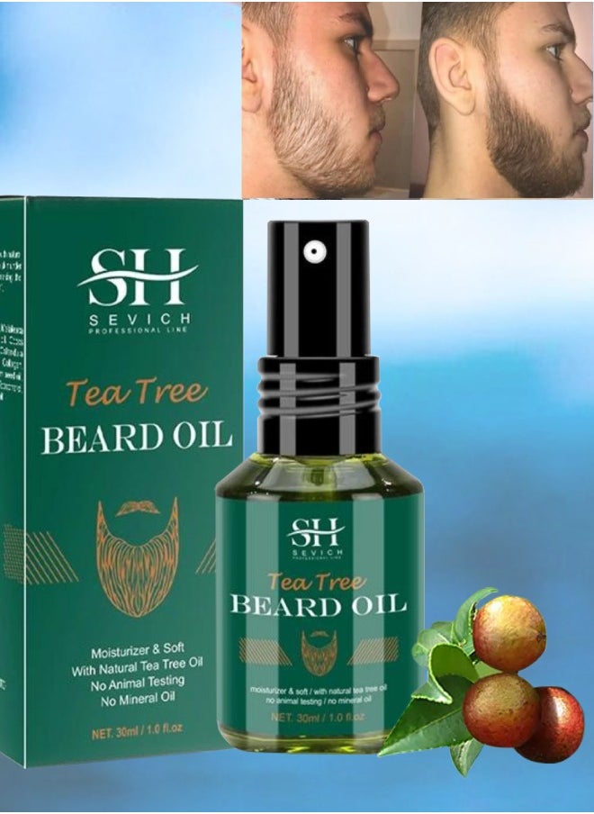 Sevich - Tea Tree Beard Growth Oil Natural Tea Tree Oil for Beard Growth Beard and Moustache Conditioner Oil for Thin Beard Repair Damaged Hair Nourishes Thin Hair Scalp Skin and Hair Growth Beard Oil 30ml - Image 1