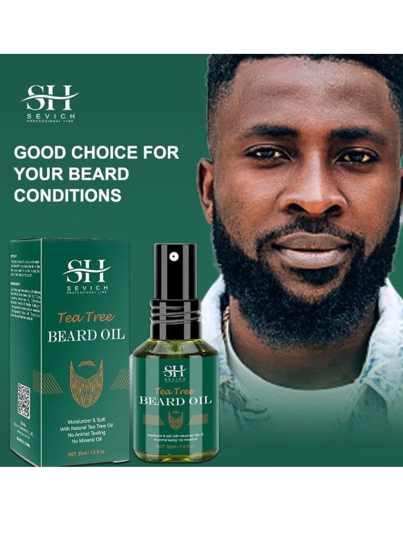 Sevich - Tea Tree Beard Growth Oil Natural Tea Tree Oil for Beard Growth Beard and Moustache Conditioner Oil for Thin Beard Repair Damaged Hair Nourishes Thin Hair Scalp Skin and Hair Growth Beard Oil 30ml - Image 1