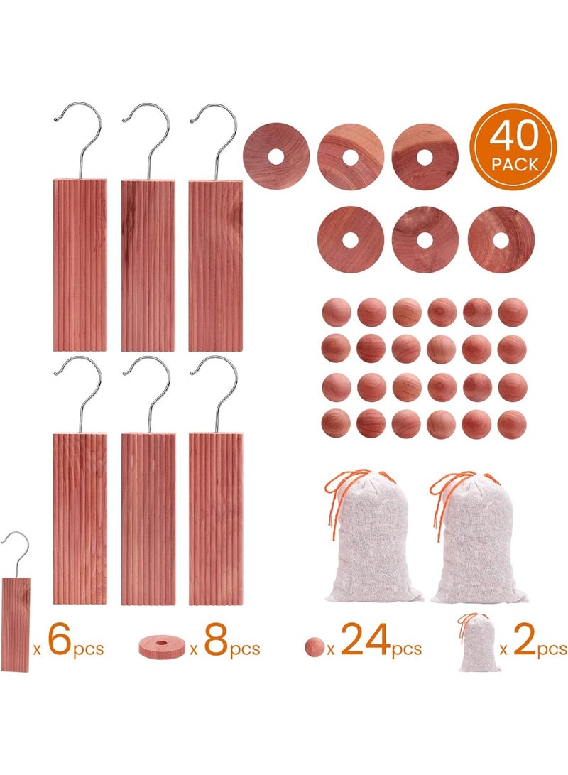 Cedar Blocks for Clothes Storage, Ceder Wood Chips and Balls for Closets and Drawers, Fresh Scented Sachets, 40 Pack - Image 2