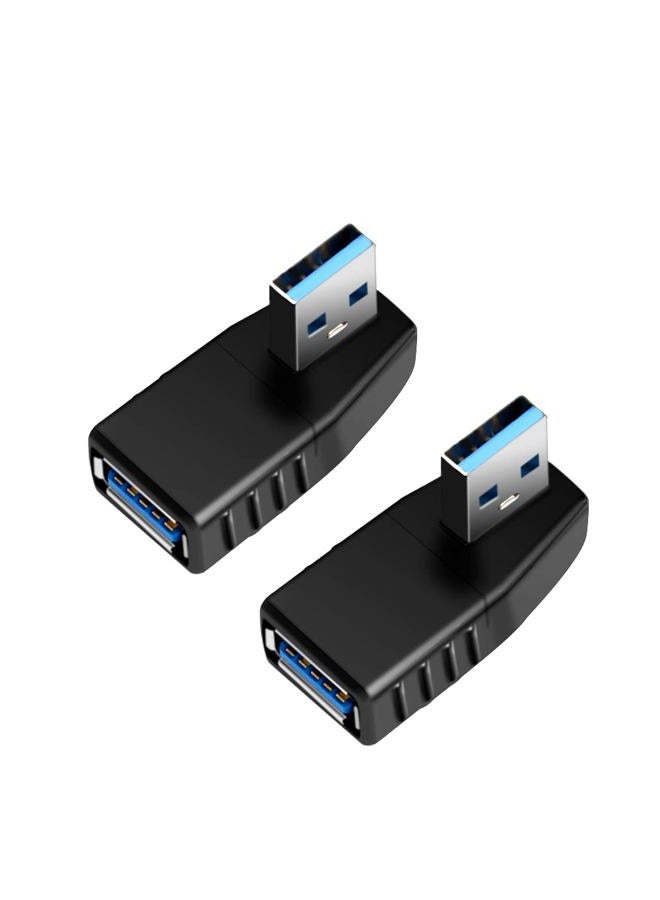 Oxsubor USB 3.0 Adapter 90 Degree Male to Female Coupler Connector Plug Left Right Up Down Angle (USB 3.0 Adapter Left 2PCS) - Image 1